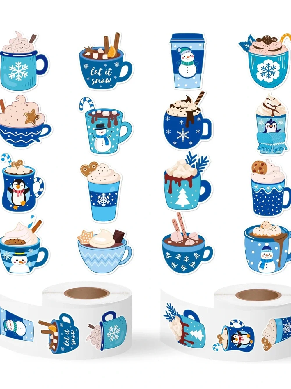 NEW!☕️50 WINTER LATTE BLUE STICKERS